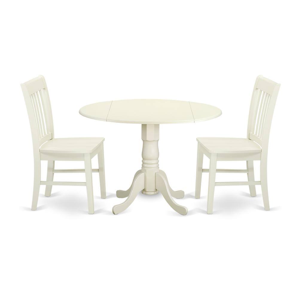 Back. East West Furniture - Dining Room Set Linen White - Brown.