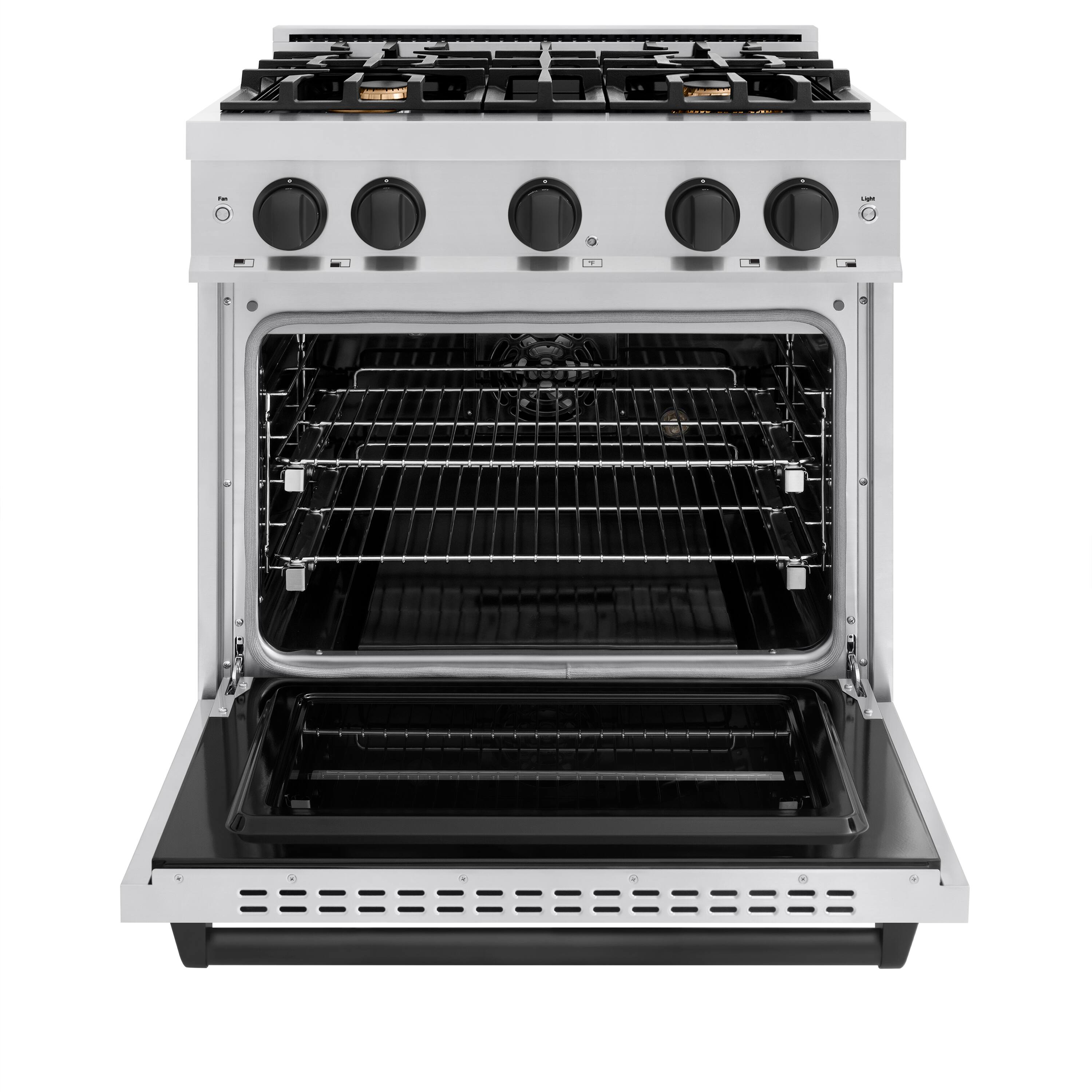 Alt View 1. ZLINE - ZLINE Autograph 30" Classic Dual Fuel Range w/ 4 Burners & Matte Black Accents (CDRZ-30-MB) - Stainless Steel.