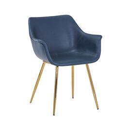 LeisureMod - Markley Modern Distressed Leather Dining Chair - Ergonomic Upholstered Accent Kitchen Chair with Metal Legs - Peacock Blue