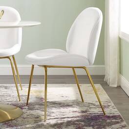 Scoop Gold Stainless Steel Leg Performance Velvet Dining Chair by Modway - White