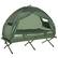 Front. Outsunny - Multifunctional Folding Camping Cots for Adults, Elevated Tent with Sleeping Bag, Thick Air Mattress Pad - Green.