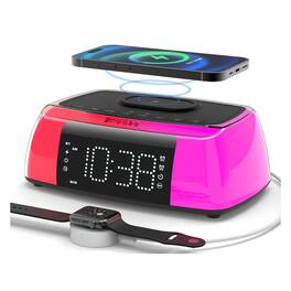 Dazzed Corner - Alarm Clock with Wireless Charging, Digital Loud Alarm Clock - Black