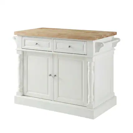 Front. Crosley Furniture - Oxford Butcher Block Kitchen Island - White.