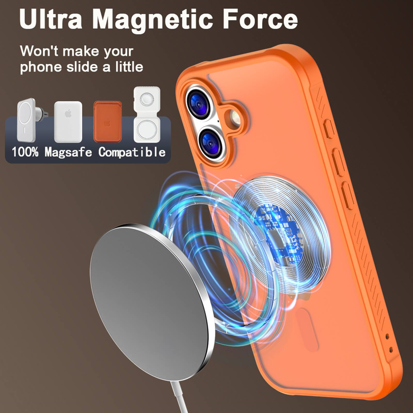 Ultra Magnetic Force  
Won't make your phone slide a little  
100% Magsafe Compatible