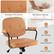 The image features a brown chair with waterproof PU leather and high-quality sponge materials. The chair is comfortable and made of soft, skin-friendly materials that are wear-resistant and easy to clean.
