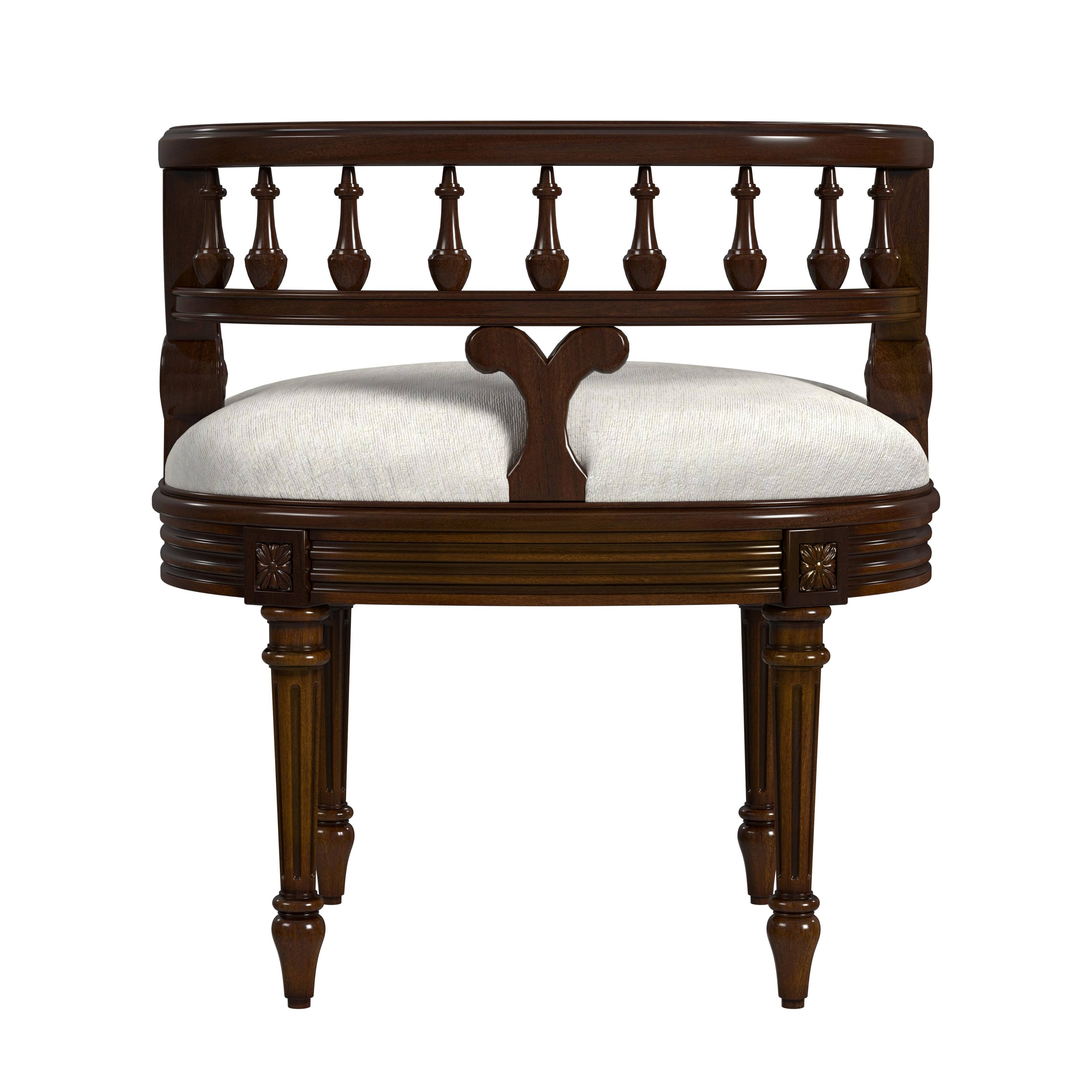 Alt View 4. Butler Specialty - Hathaway 22.5 in. W Oval Upholstered and Wood Traditional Vanity Seat - Medium Brown.