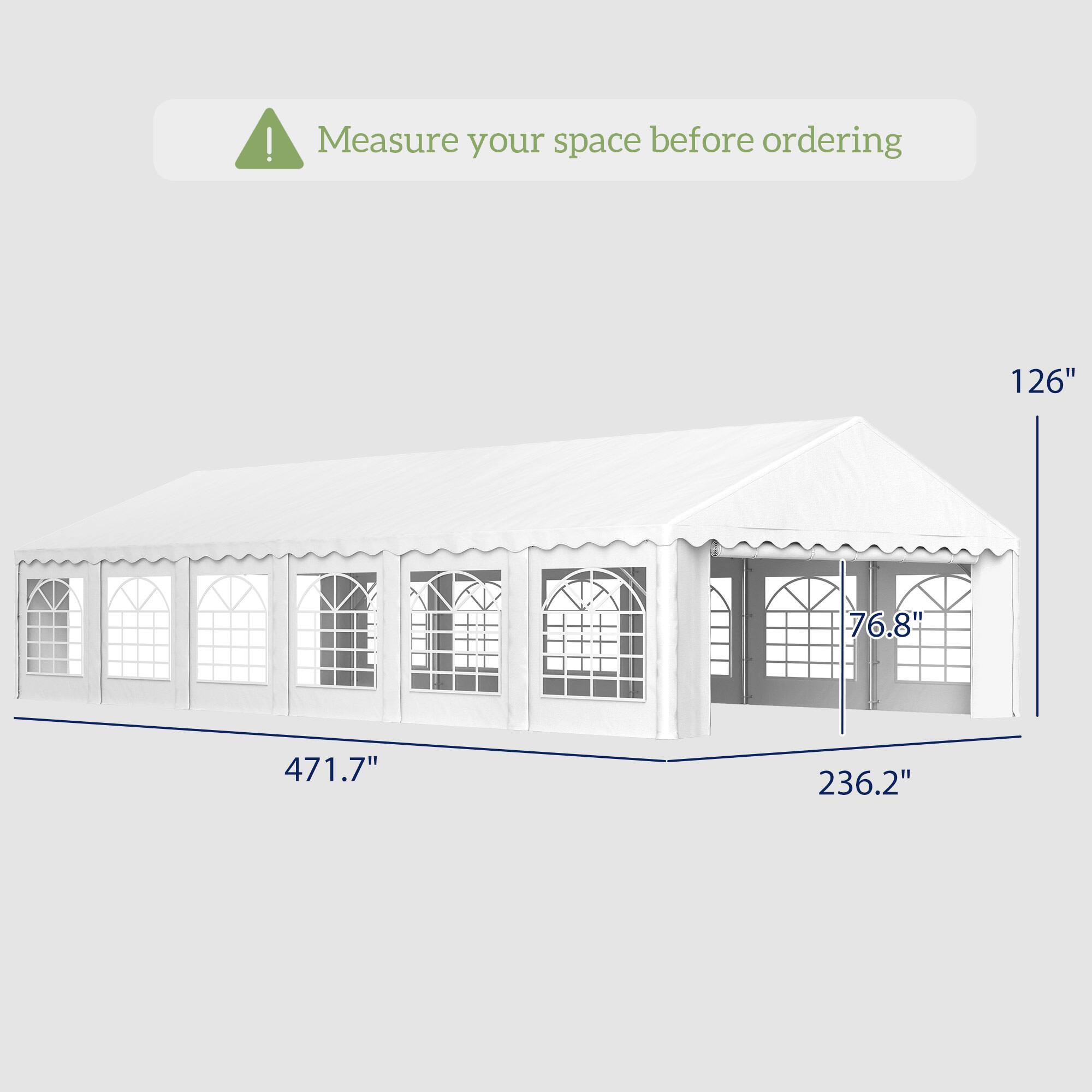 Measure your space before ordering

126"  
76.8"  
471.7"  
236.2"