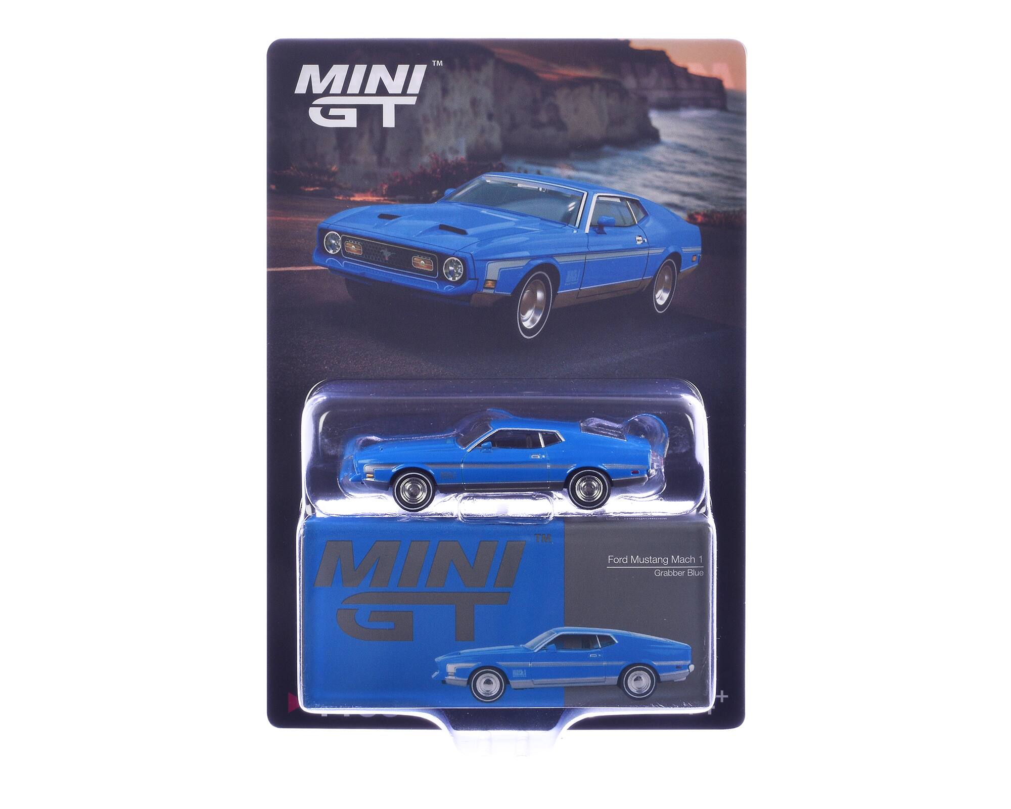 MINI GT  
Ford Mustang Mach 1 Grabber Blue
