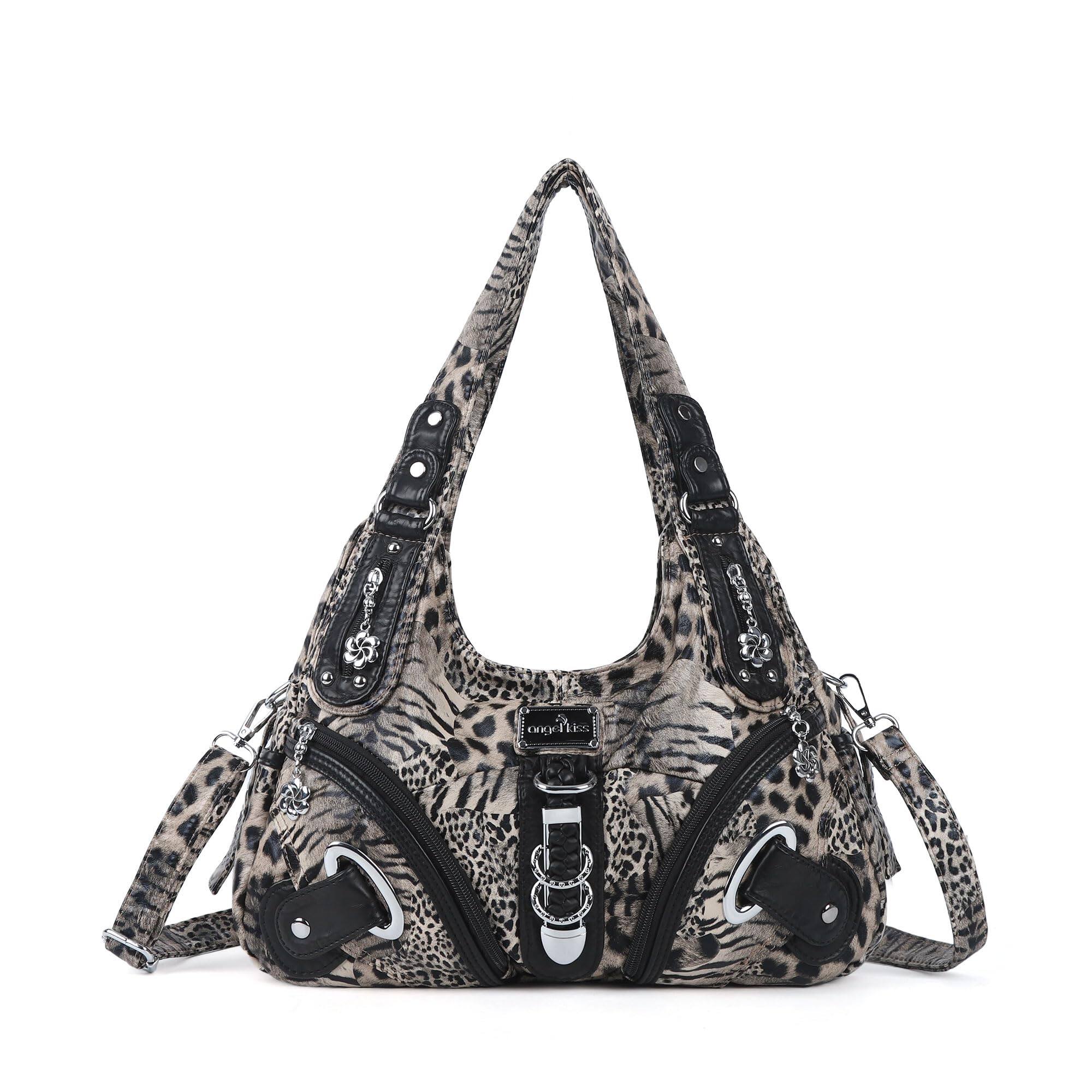 Front. DORLUKFU - Angelkiss Hobo Purses and handbags for Women Satchel Handbag Women Purses Large Daily Shoulder Bags | Purses, handbags, - Brown\black-leopard.