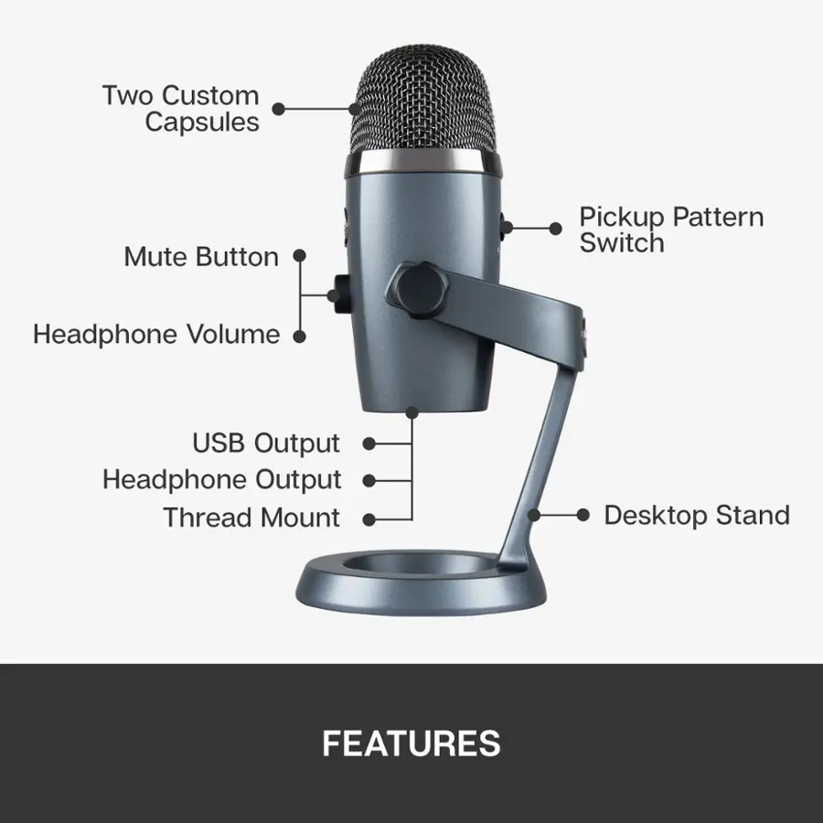Blue Microphones Blue Yeti Nano Premium Wired Multi Pattern USB ...