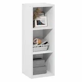 Furinno - CUBICLE Book Shelf, 3-Cube Bookshelf, Bookcase, Reversible, Closed Back, Extra Thick Frame, 14.6 x 15.9 x 44 - White