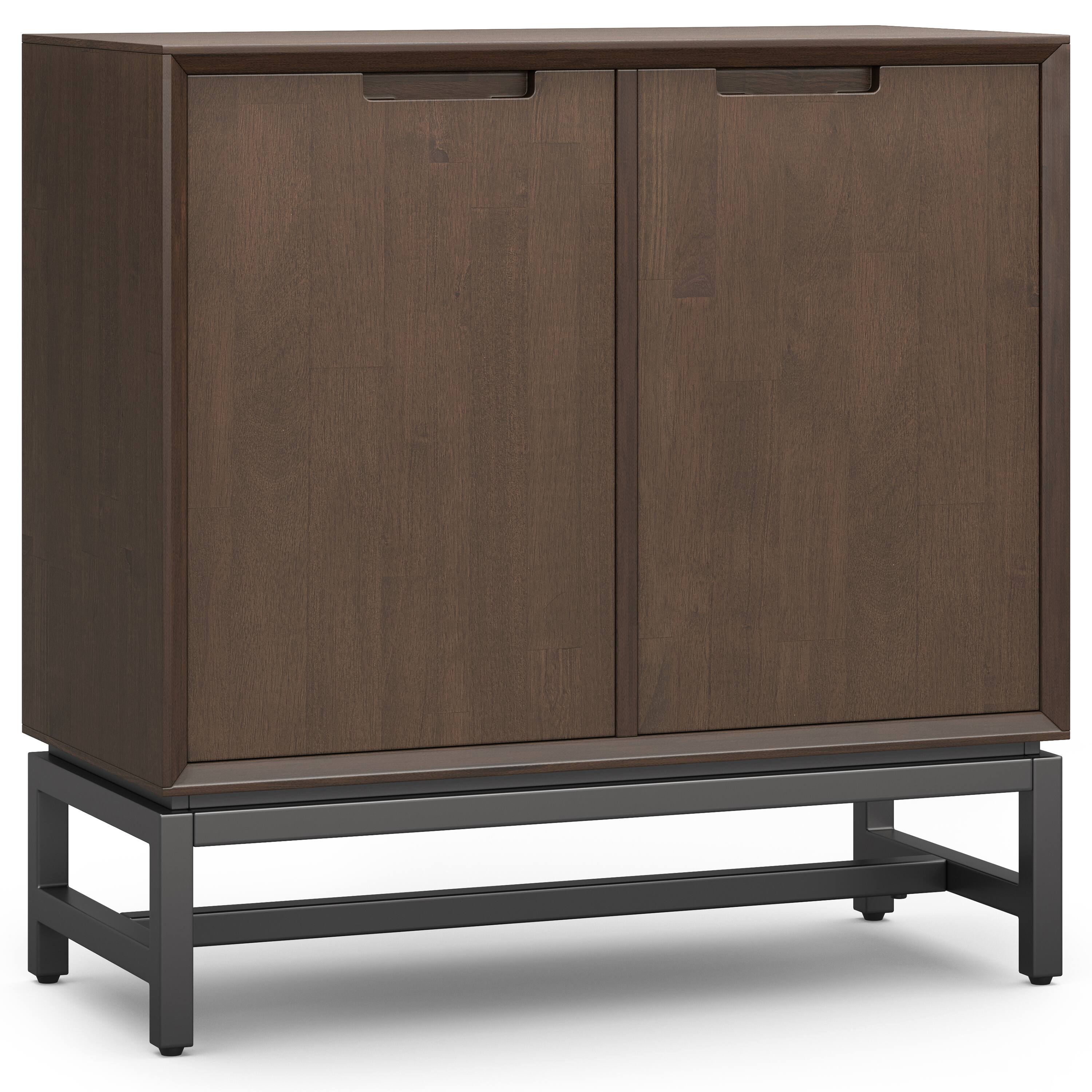 Alt View 2. Simpli Home - Banting Solid Wood 32 inch Storage Cabinet in Walnut Brown (Set of 2) - Walnut Brown.