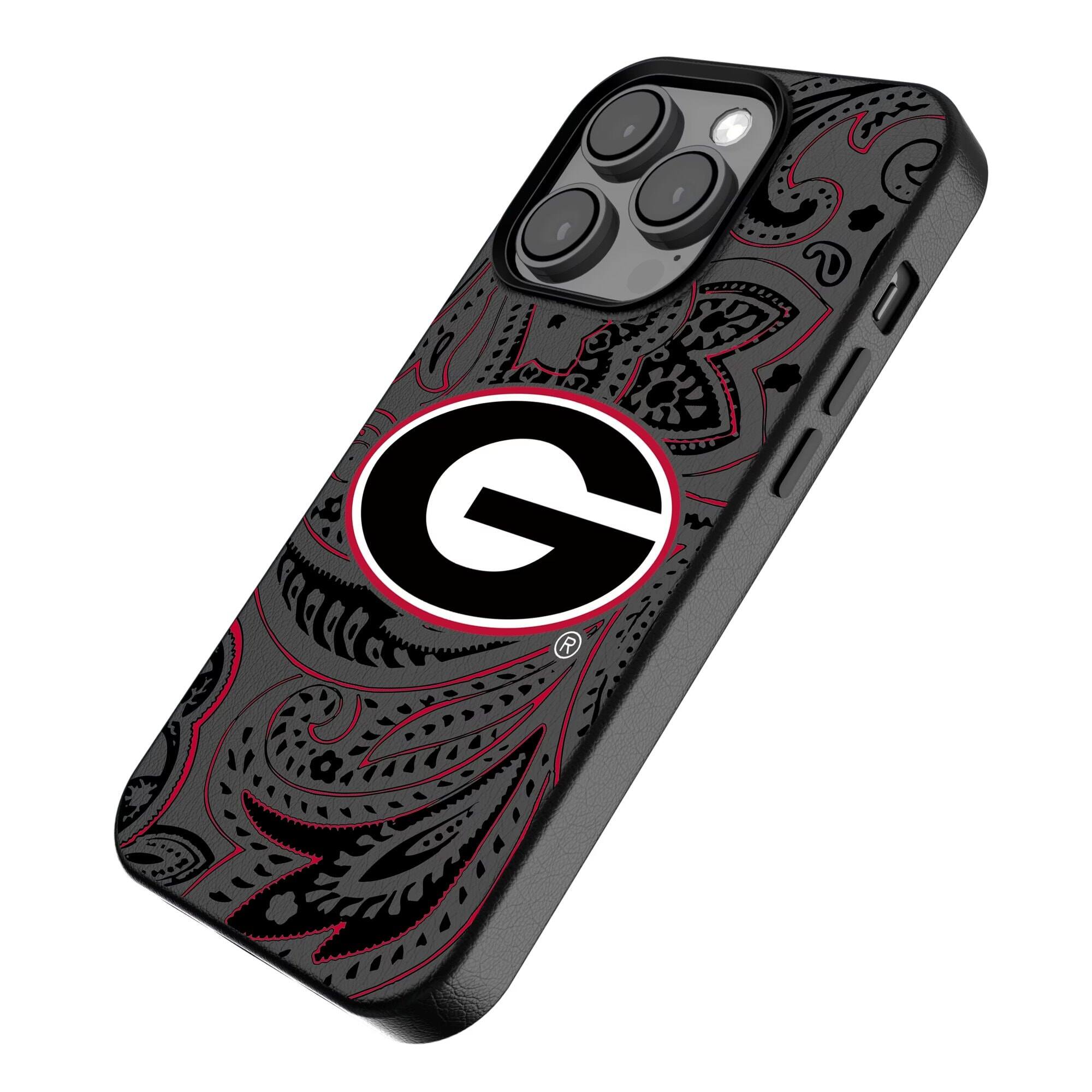 Alt View 1. Keyscaper - Georgia Bulldogs Paisley iPhone Magnetic Bump Case - 15 - Black.