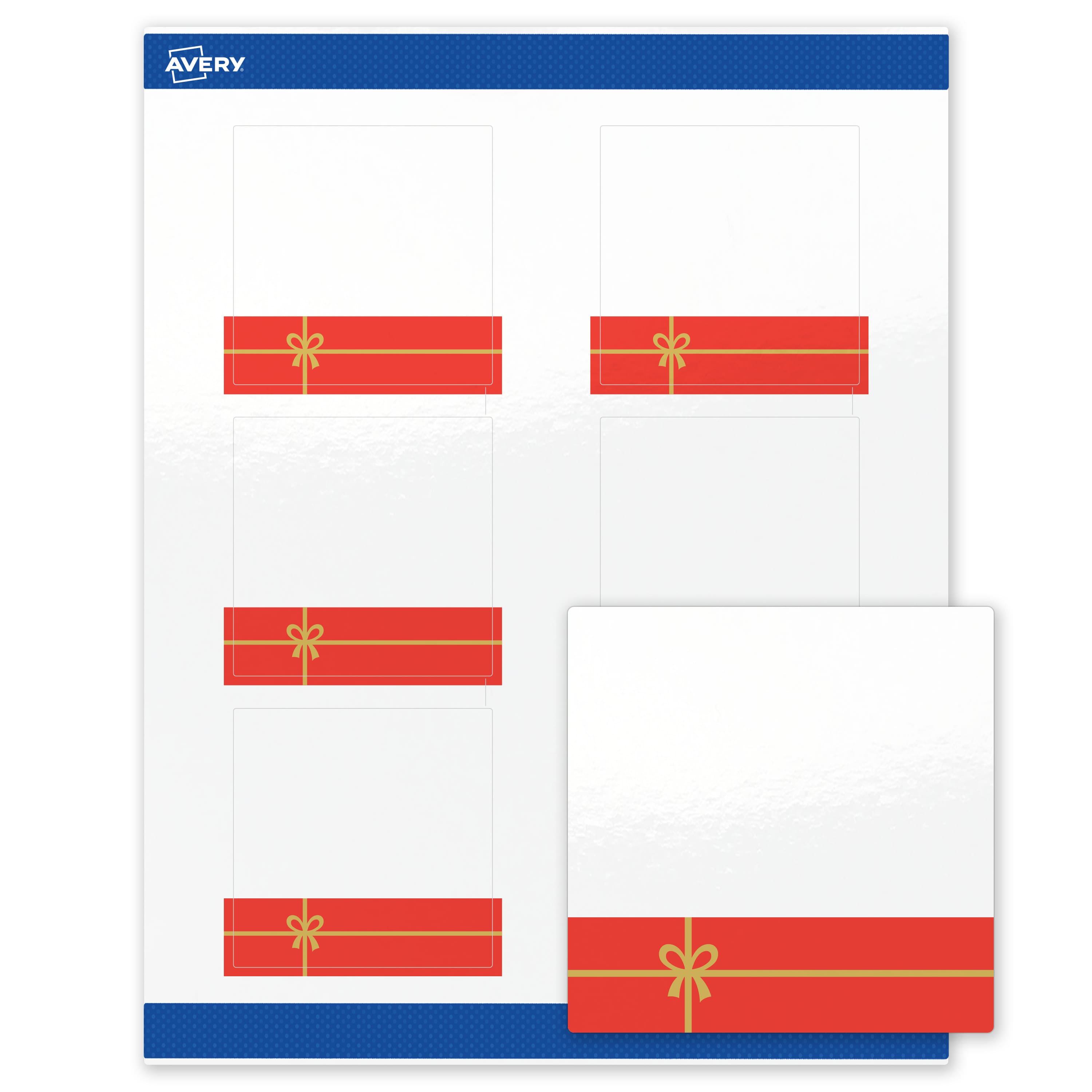 "Avery - Avery® Labels, 3"" x 3"", Glossy Red Gift/Metallic Gold Bow - White" price history on PriceWatchPro