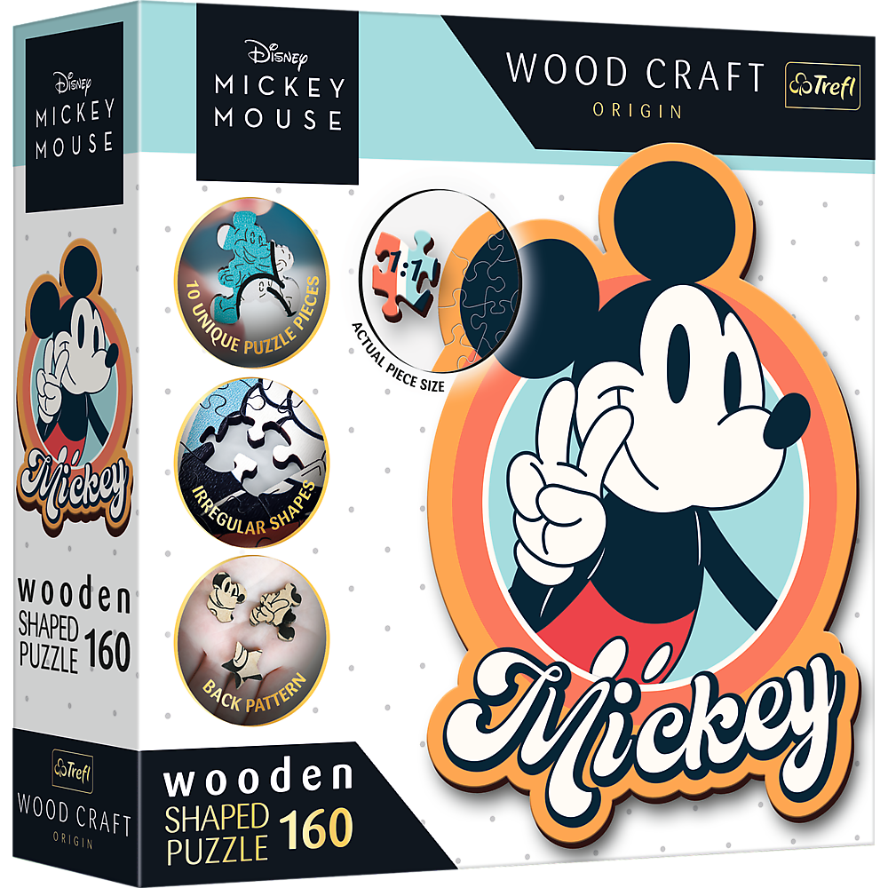 Trefl - Wood Craft 160 Piece Wooden Puzzle - Disney's Mickey Mouse - Multicolor
