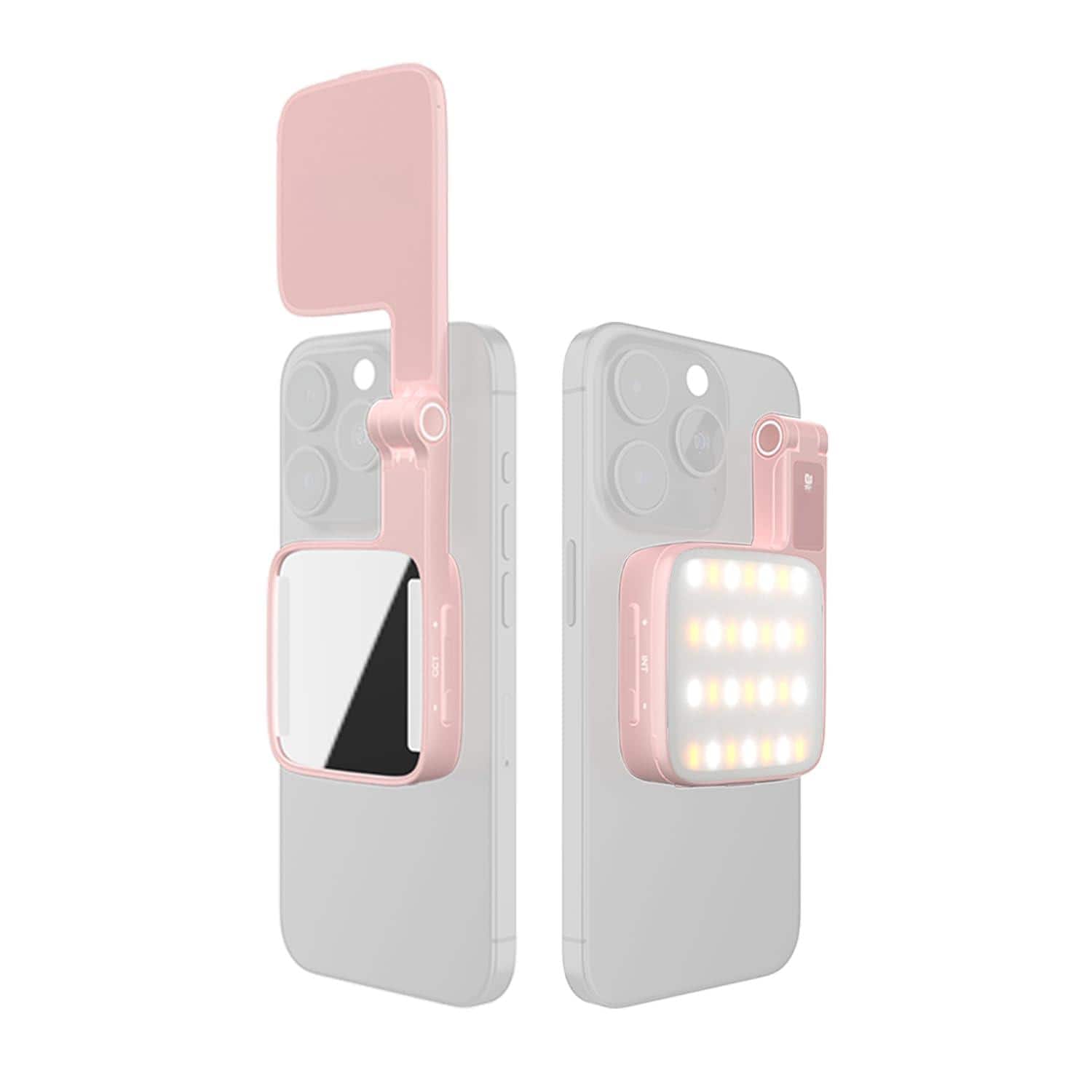 VEGA AUTOMOTIVE - Go Magnetic Phone Selfie Light Rechargeable Portable Built in Mirror Led For Makeup Video Conference - Pink