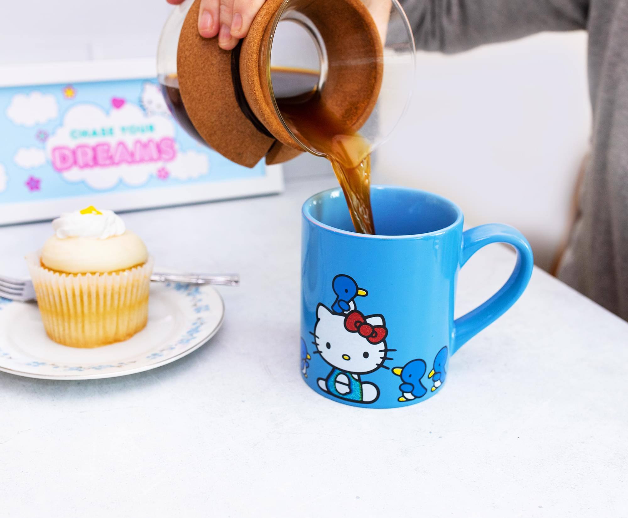 Alt View 3. Silver Buffalo - Sanrio Hello Kitty Blue Sparkles Ceramic Mug | Holds 14 Ounces - Blue.