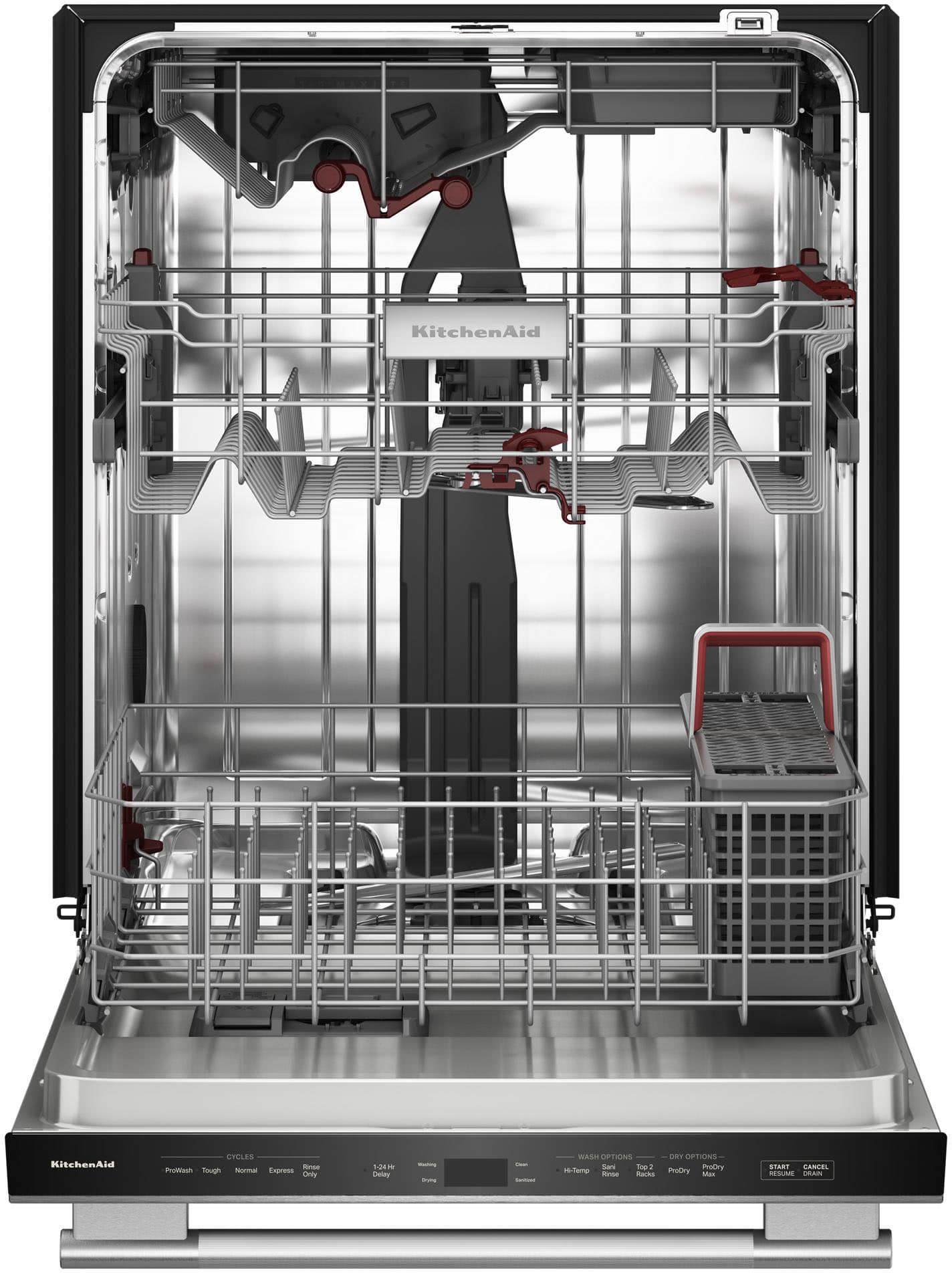 KitchenAid
Cycles:
- ProWash
- Tough
- Normal
- Express
- Rinse Only
Wash Options:
- Hi-Temp
- Rinse
- Rack
Dry Options:
- ProDry
- Max Dry
Start
Cancel
Resume
Drain