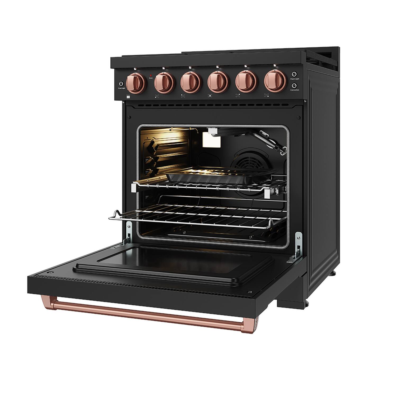 Alt View 6. Thor Kitchen - Gordon Ramsay Series by Thor Kitchen 4.55 Cu. Ft Freestanding Liquid Propane Gas Range with Rose Gold Hardware - Black.