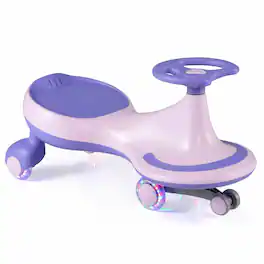 Costway - Wiggle Car Ride On Toy, Swing Car with Silent LED Flashing Wheels for Toddlers Boys & Girls Ages 2 and Up - Pink+Purple