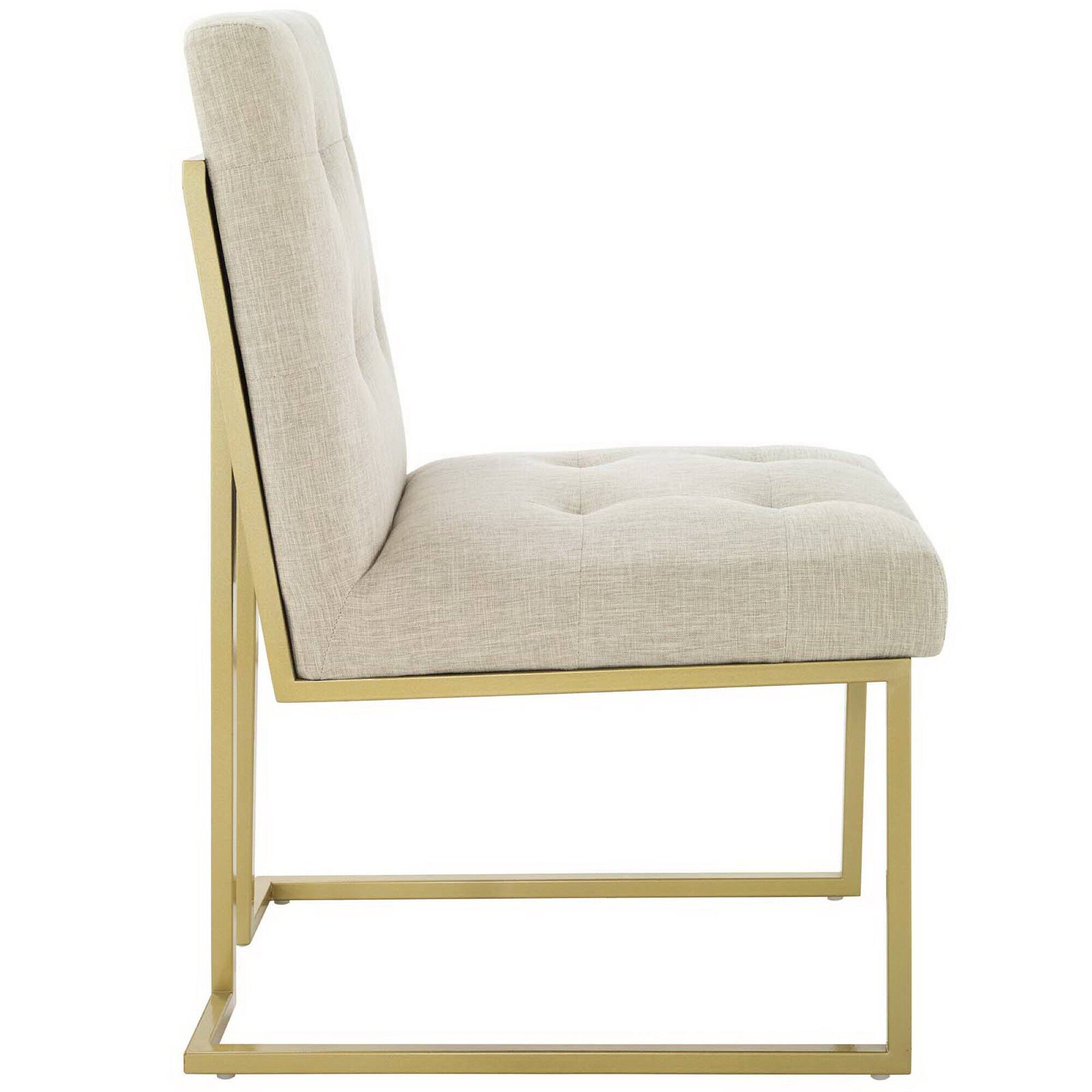 Angle. Modway - Privy Gold Stainless Steel Upholstered Fabric Dining Accent Chair by Modway - Brown.