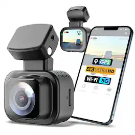 Rexing - C1 Plus 4K UHD Dash Cam with Wi-Fi & GPS, 170° Wide Angle, WDR, Parking Mode, 32GB Card - Black