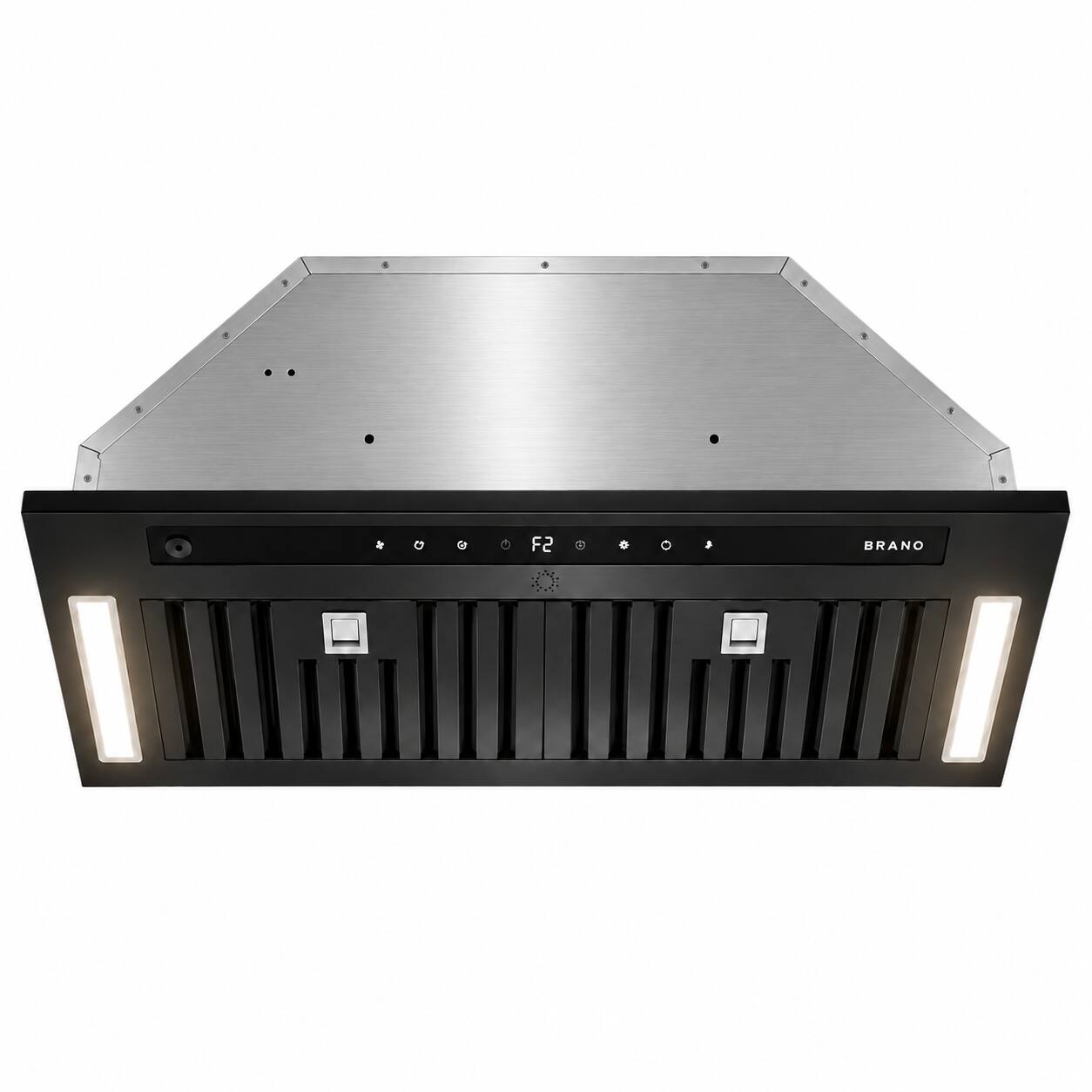 Front. Brano - 36 Inch Range Hood Insert 900 CFM Voice Control Build-in Kitchen Hood Vent with 4 Speed Exhaust Fan, Ducted/Ductless - Black.