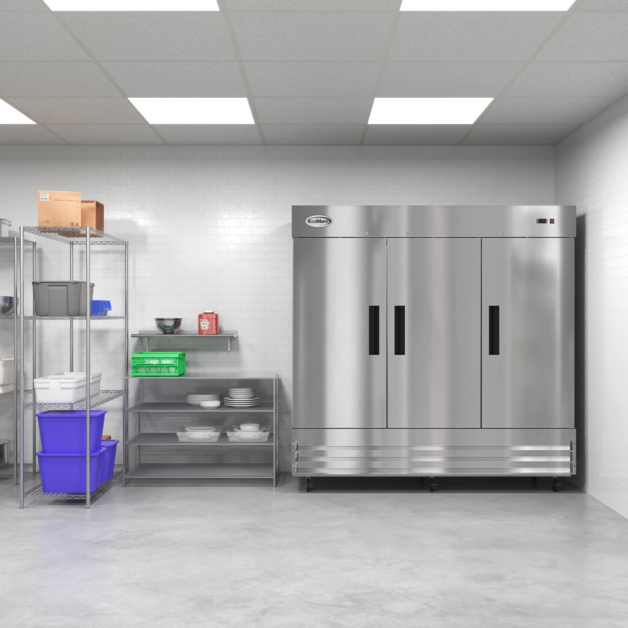 Alt View 3. Koolmore - 80 in. Three Door Commercial Reach In Refrigerator 72 cu. ft. (RIR-3D-SS) - Stainless-Steel.