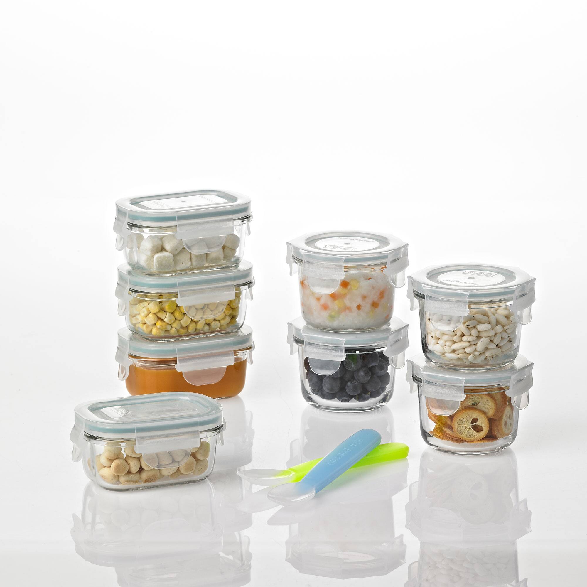 Alt View 1. Glasslock - Glasslock Homemade Baby Food BPA Free Glass Storage Containers 18 Piece Set - Clear.