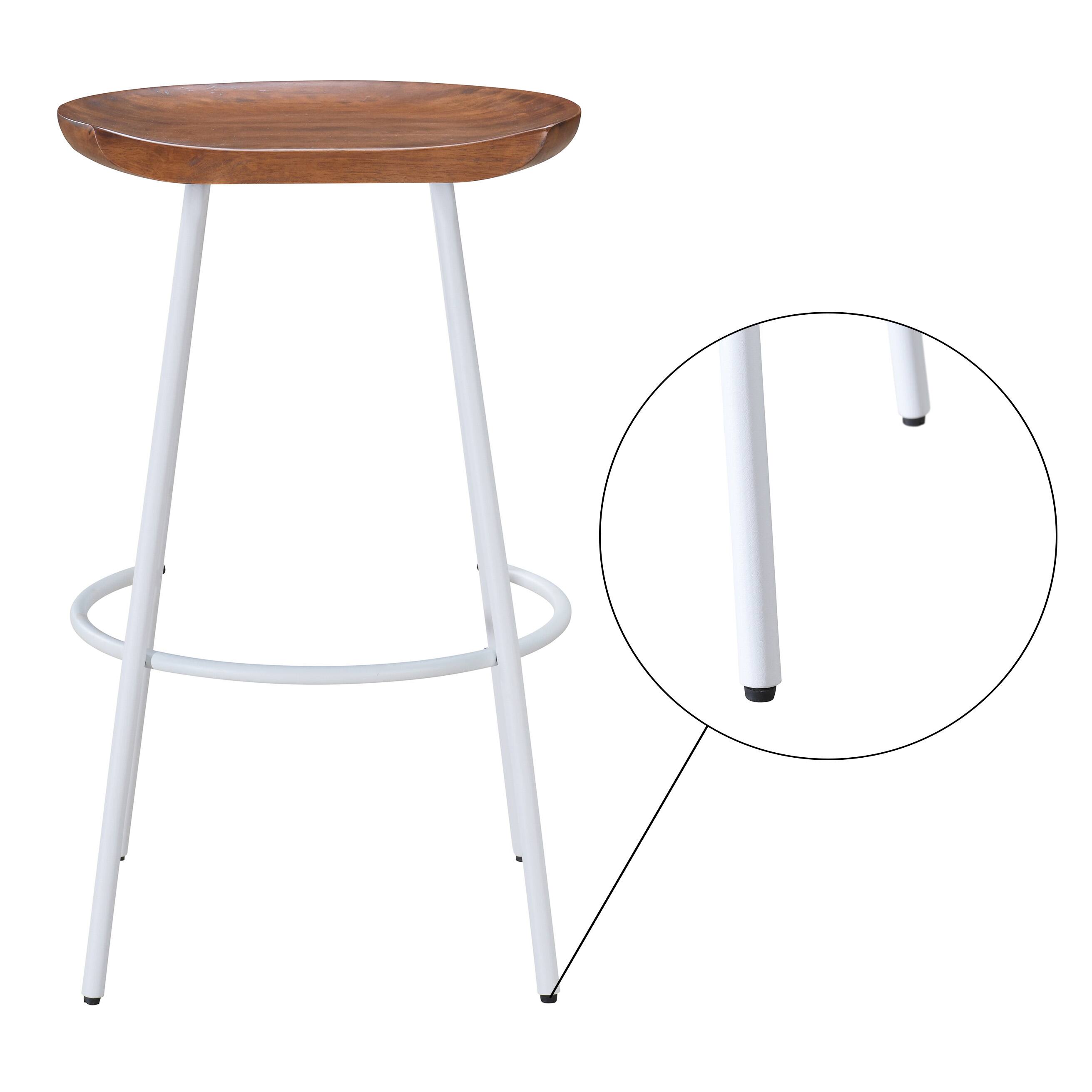Left. LuXeo - Milano 29" Steel Legs Barstool with Solid Wood Finish, White-Walnut (Set of 2) - White/Walnut.