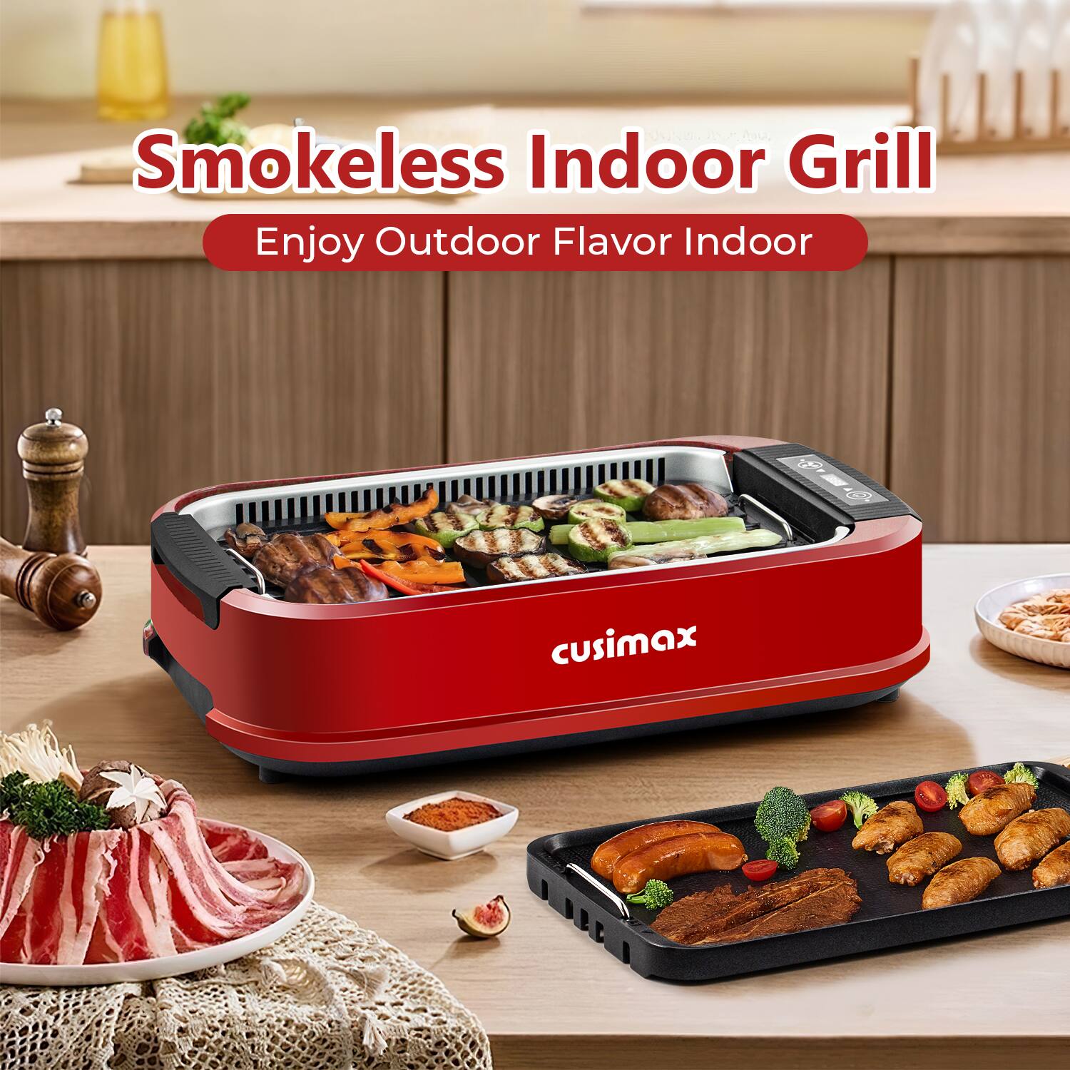 Smokeless Indoor Grill  
Enjoy Outdoor Flavor Indoor  
cusimax
