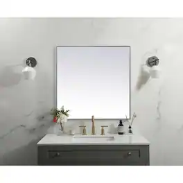 Elegant Decor - Metal Frame Square Mirror 30 inch - Silver