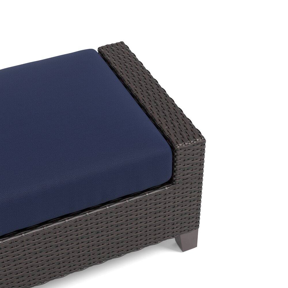 Back. New Classic Furniture - Skye Set Of 2 Ottomans-Blue - Brown.
