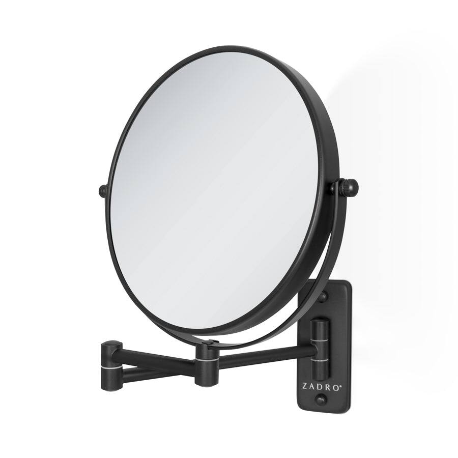 Front. Zadro - Wall Mounted Makeup Mirror with 8X/1X Magnifications & Extendable Arm - Black.