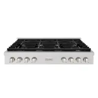 ZLINE - 48 in. Paramount Gas Rangetop with 8 Burners and Porcelain Cooktop (SRT48) - Stainless Steel - Front_Zoom