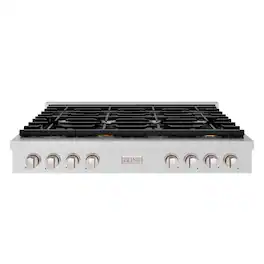ZLINE - 48 in. Paramount Gas Rangetop with 8 Burners and Porcelain Cooktop (SRT48) - Stainless Steel