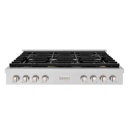 Front. ZLINE - ZLINE 48 in. Paramount Gas Rangetop with 8 Burners and Porcelain Cooktop (SRT48) - Stainless Steel.