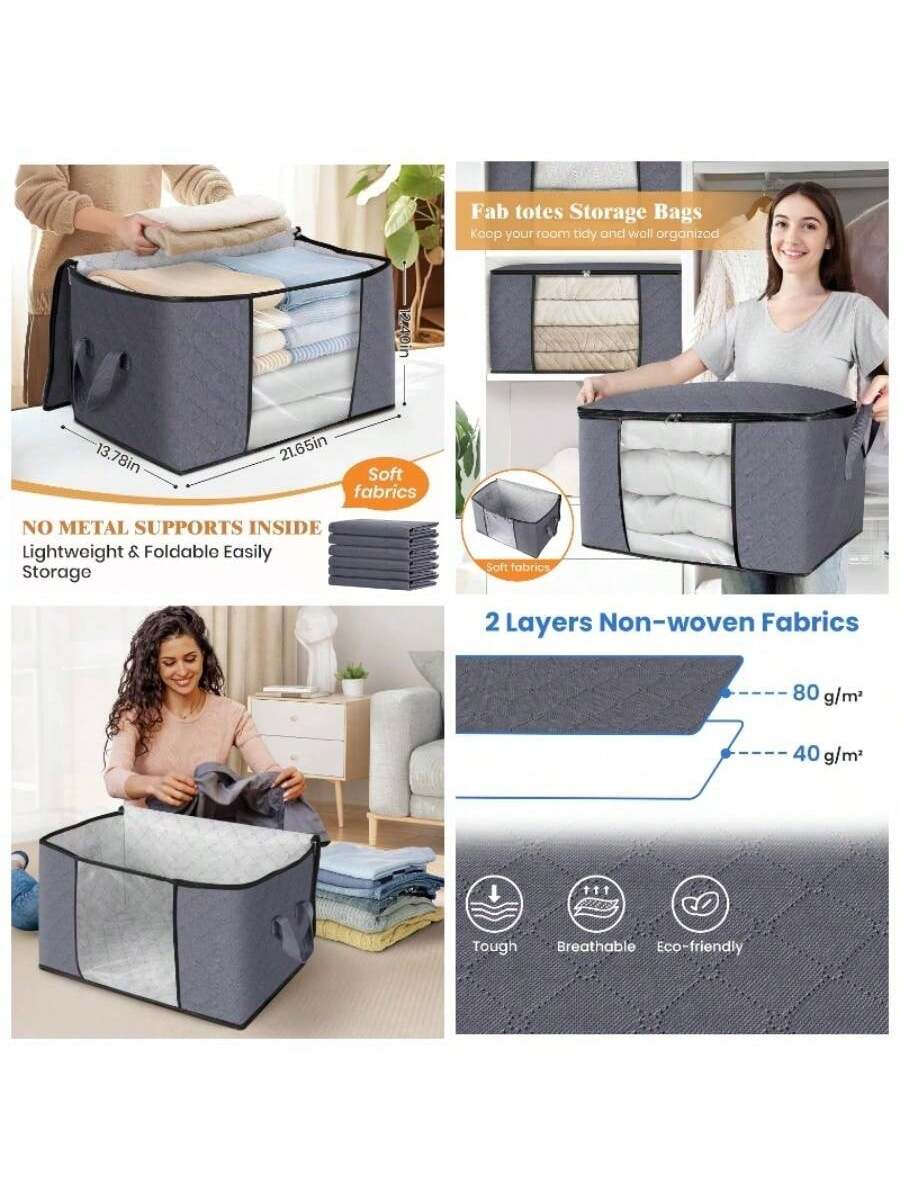 Fab totes Storage Bags  
Keep your room tidy and wall organized  

NO METAL SUPPORTS INSIDE  
Lightweight & Foldable Easily Storage  

Soft fabrics  

2 Layers Non-woven Fabrics  
80 g/m²  
40 g/m²  

Tough  
Breathable  
Eco-friendly