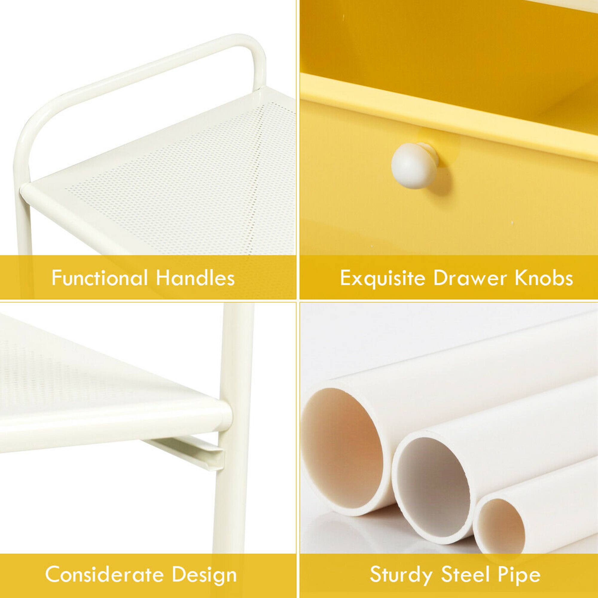 Functional Handles  
Exquisite Drawer Knobs  
Considerate Design  
Sturdy Steel Pipe