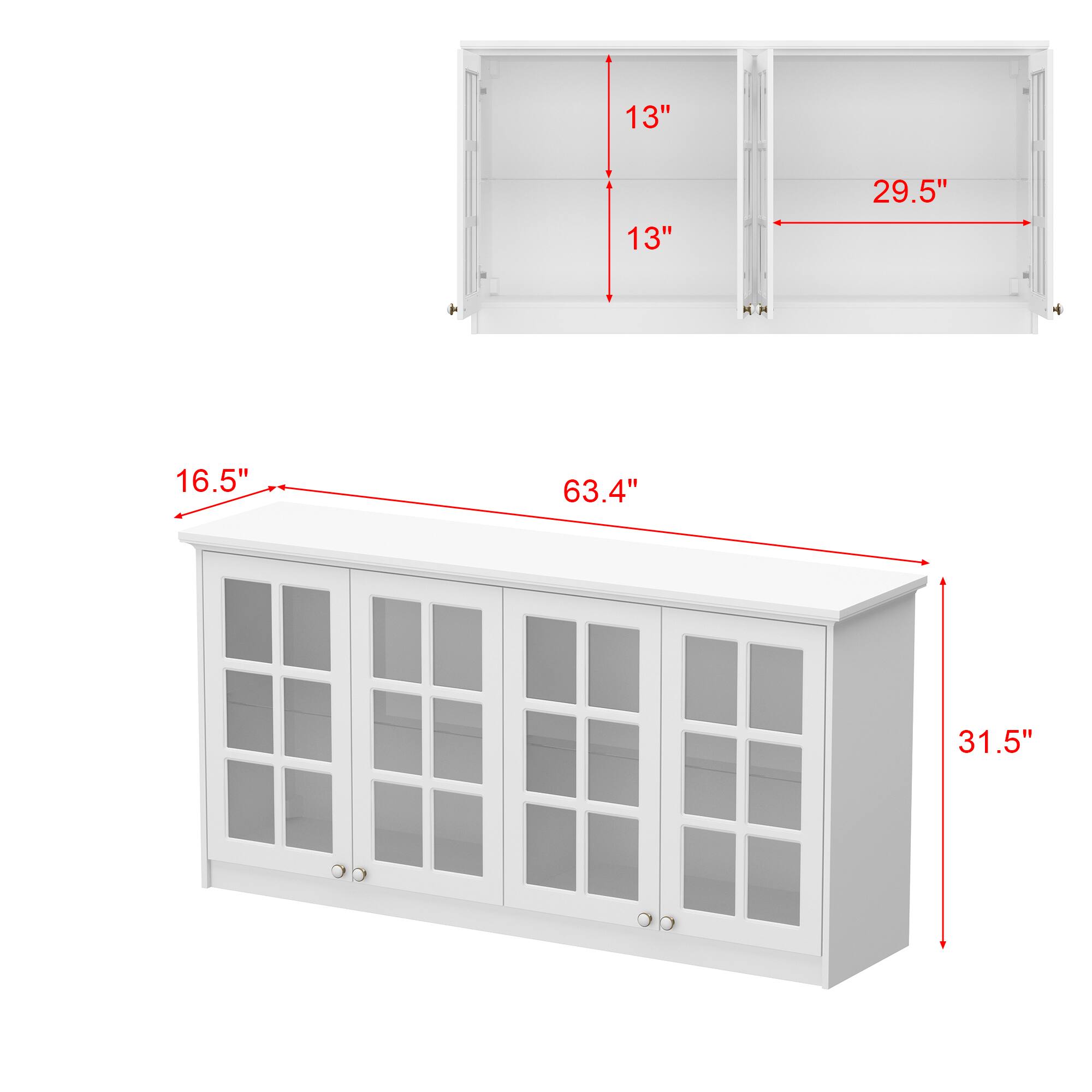 13" 13" 29.5" T 16.5" 63.4" 31.5"