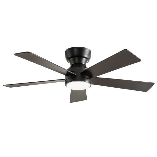 Alt View 4. LUCKY ONE - 46" Ceiling Fan with Light Remote 5 Plywood Blades DC Motor 6-Speed - Matte Black.