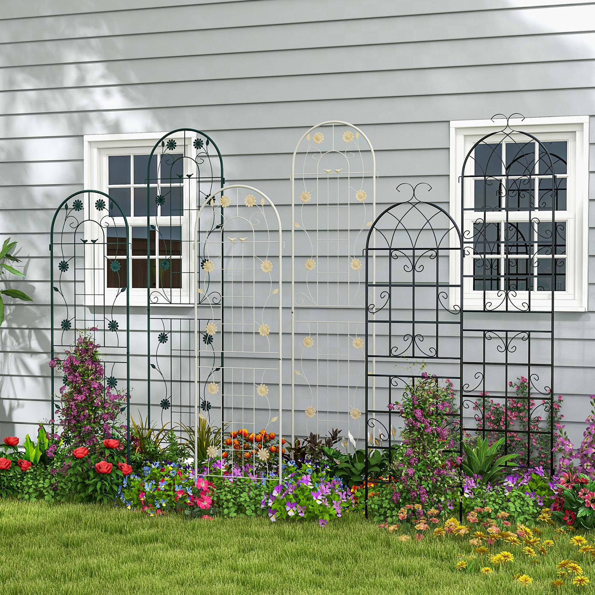 Alt View 9. Costway - Costway 71" Tall Metal Garden Trellis for Climbing Plants 2 Pack Fence Panels Retro - Black.