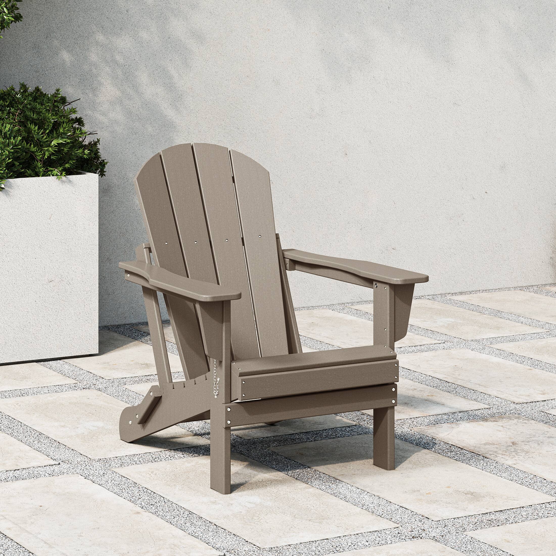Angle. WestinTrends - WestinTrends Malibu HDPE Outdoor Patio Folding Poly Adirondack Chair - Weathered Wood.