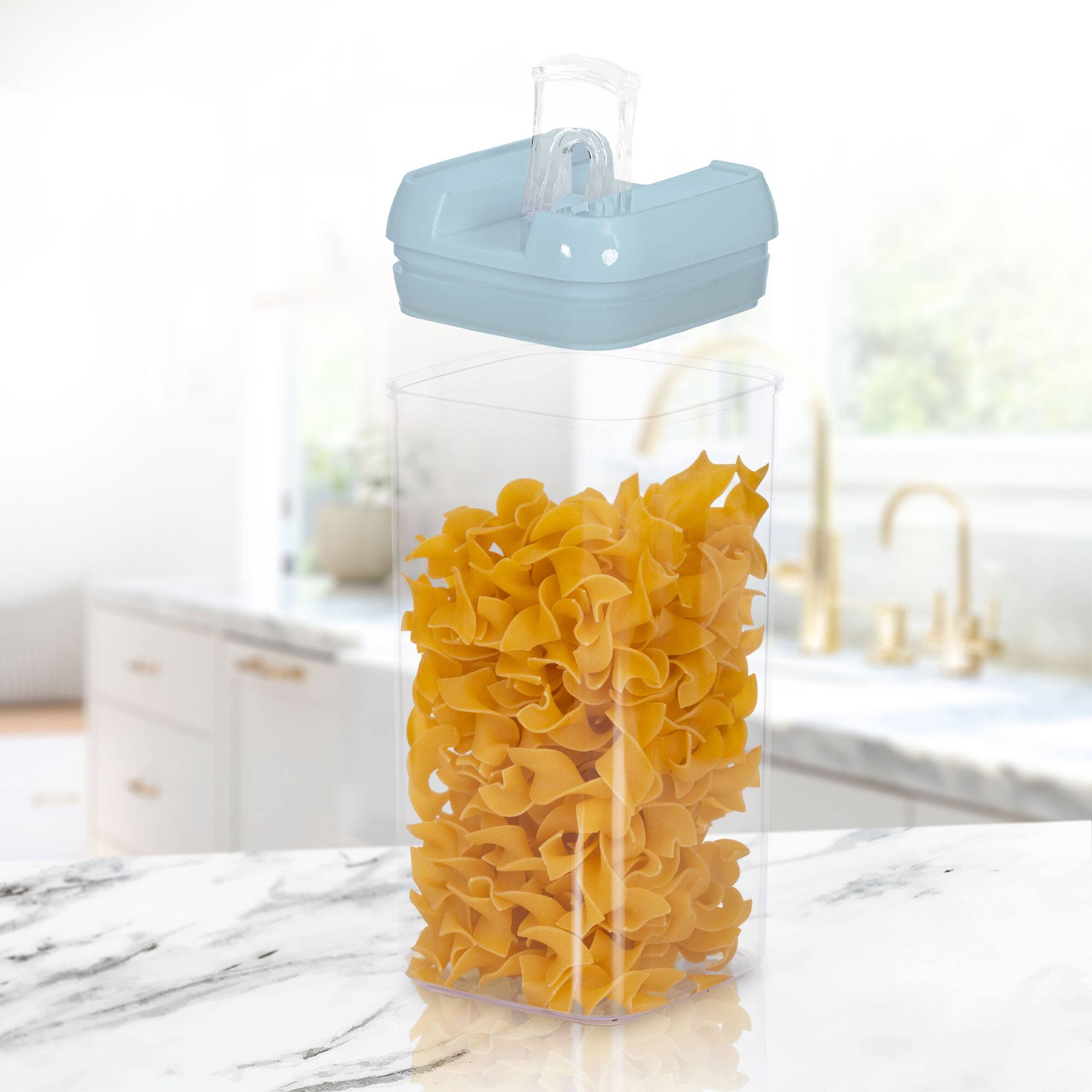 Back. Cheer Collection - 7-Piece Airtight Pantry Food Storage Container Set with Mixed Sizes, Flip-Top Lids & Reusable Labels - Blue.