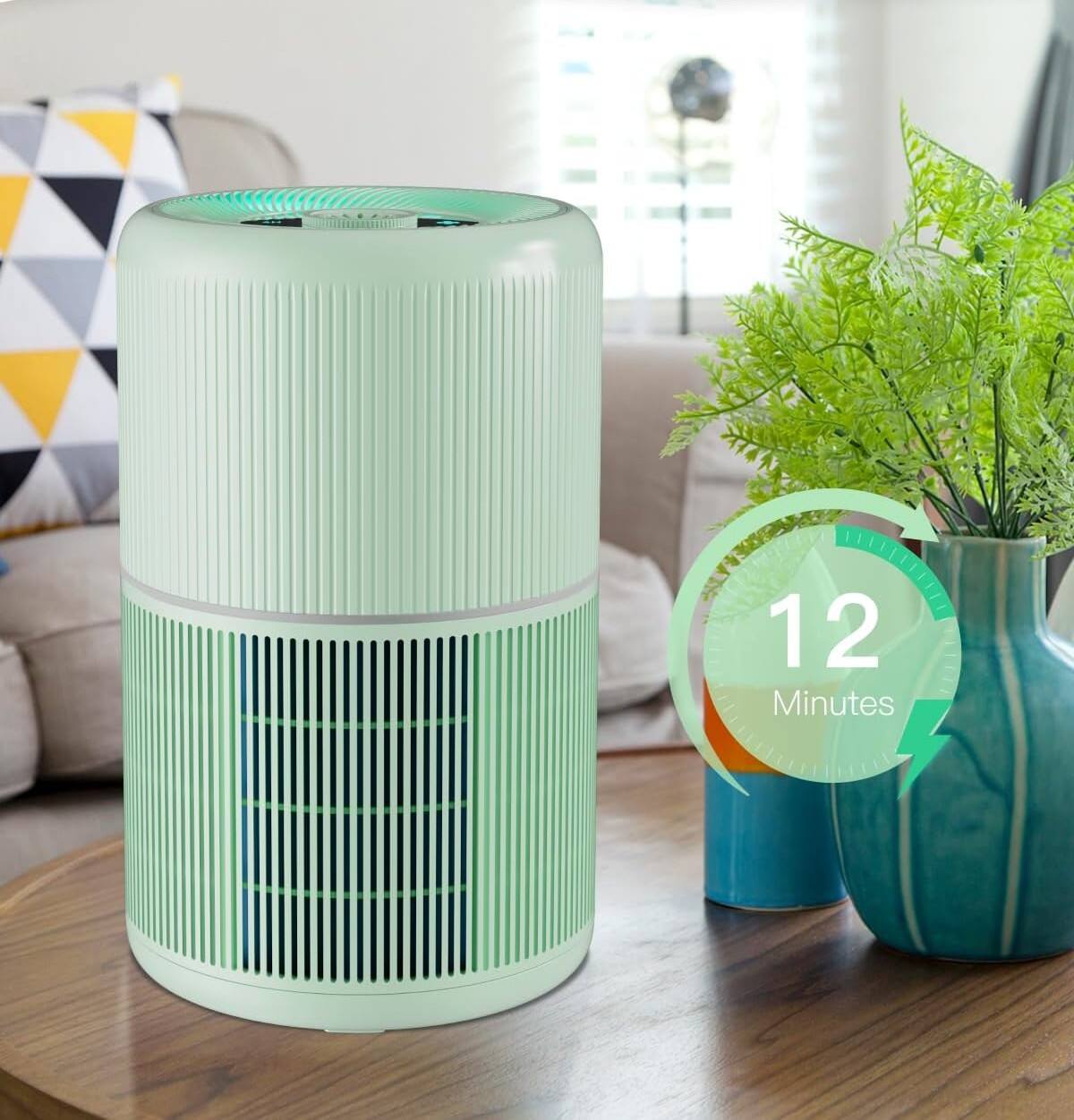 Alt View 3. FINEAK - 2 Pack Air Purifier for Home Bedroom, Office Desktop Air Cleaners with 12pcs Fragrance Sponge - Green.