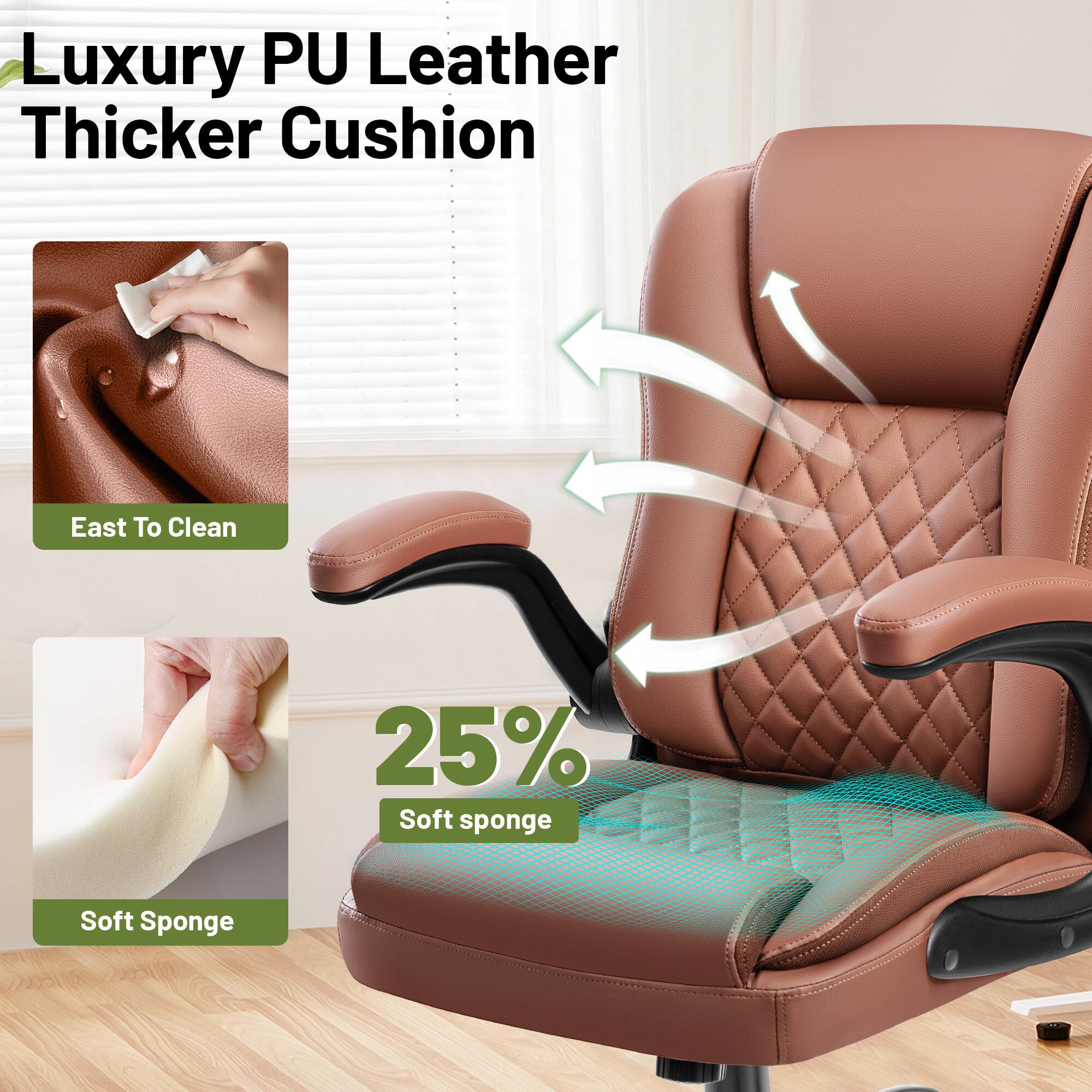 Luxury PU Leather Thicker Cushion

- Easy To Clean
- 25% Soft Sponge
- Soft Sponge