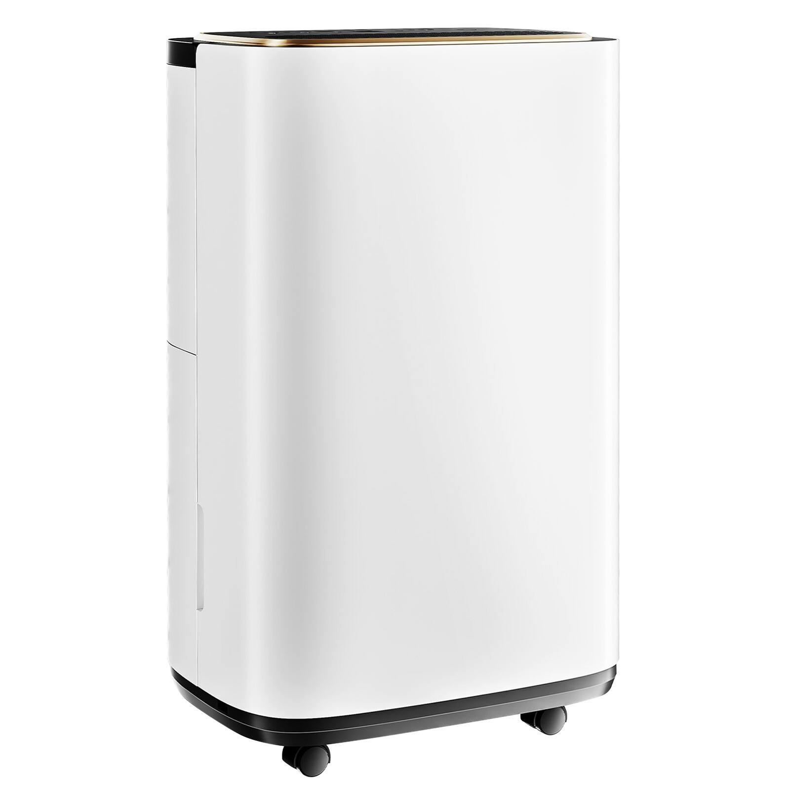 Front. GlowWise - 4,500 Sq.Ft Dehumidifier for Basement with Drain Hose, 50 Pint Portable Dehumidifiers Powerful Moisture Removal - White.