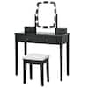 Front. Costway - Costway Vanity Table Set with Lighted Mirror Adjustable 10 Bulbs Dresser 4 Drawer - Black.