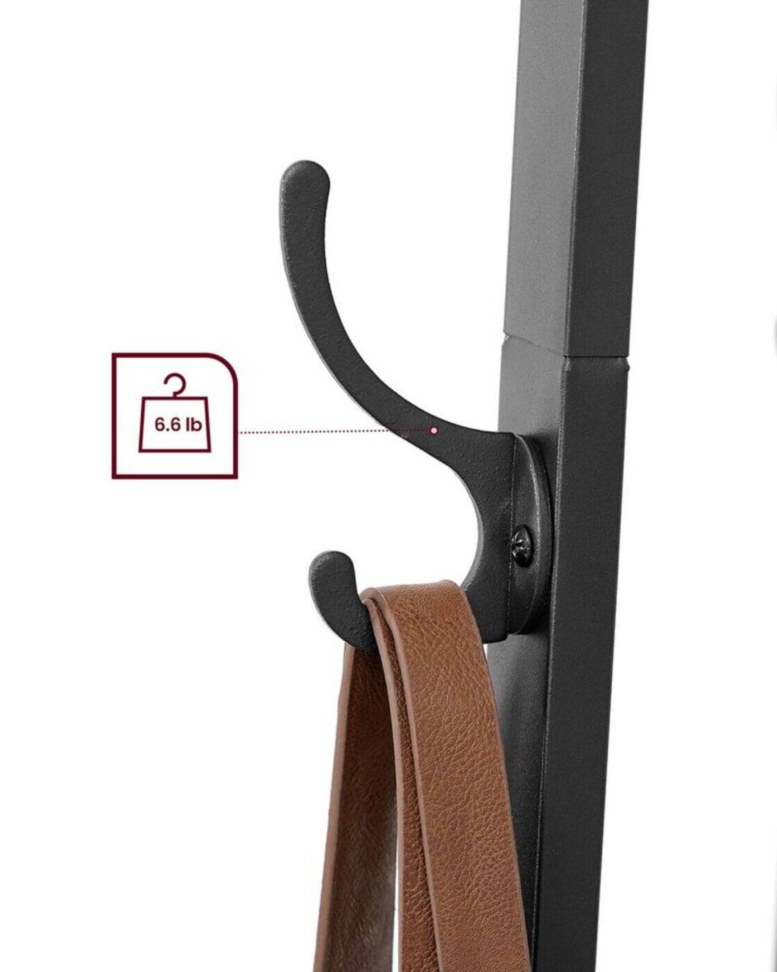 Back. Songmics Home - Freestanding Entryway Organizer with Hooks and Storage Shelves for Hats Shoes and Accessories - Brown.