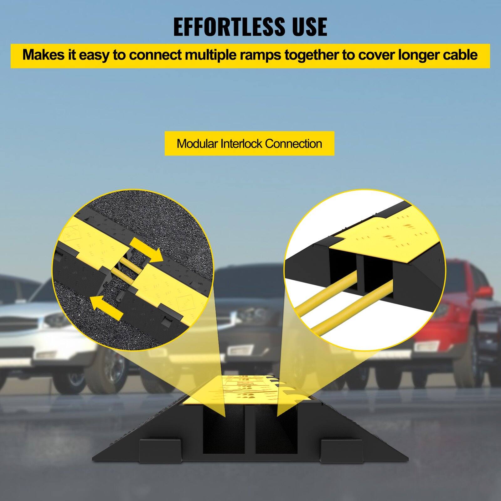 EFFORTLESS USE  
Makes it easy to connect multiple ramps together to cover longer cable  

Modular Interlock Connection